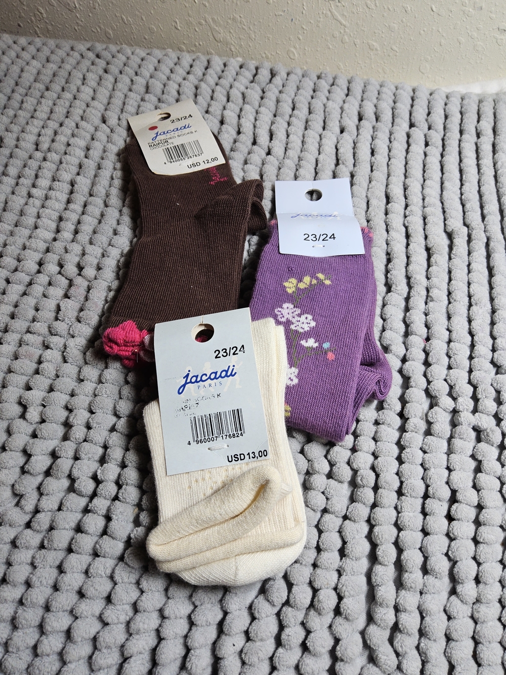 NWOT Bundle of 3 pair Jacadi Kids Socks Size 23/24